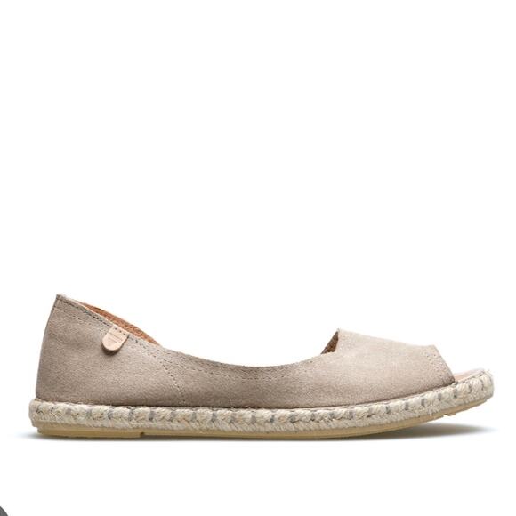 Verbena 'Cruz' Taupe Suede Espadrilles Women's 40 / US 8 Open Toe Slip On Flat - Picture 3 of 10